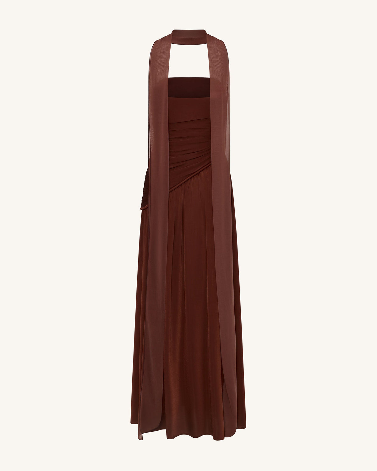 Ruched Panel Strapless Maxi Dress - Brown | JW PEI