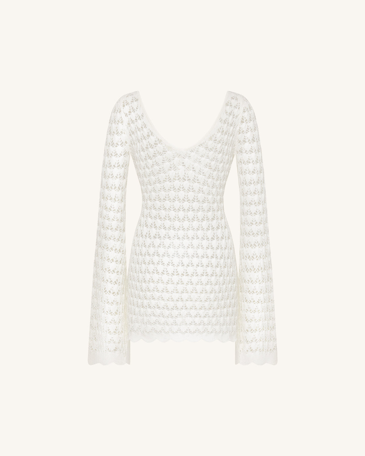 Pointelle Knit Keyhole Mini Dress - White | JW PEI