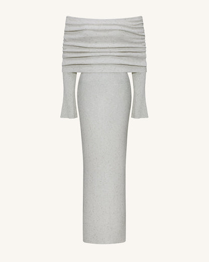 Knit Off-Shoulder Maxi Dress - Cream | JW PEI