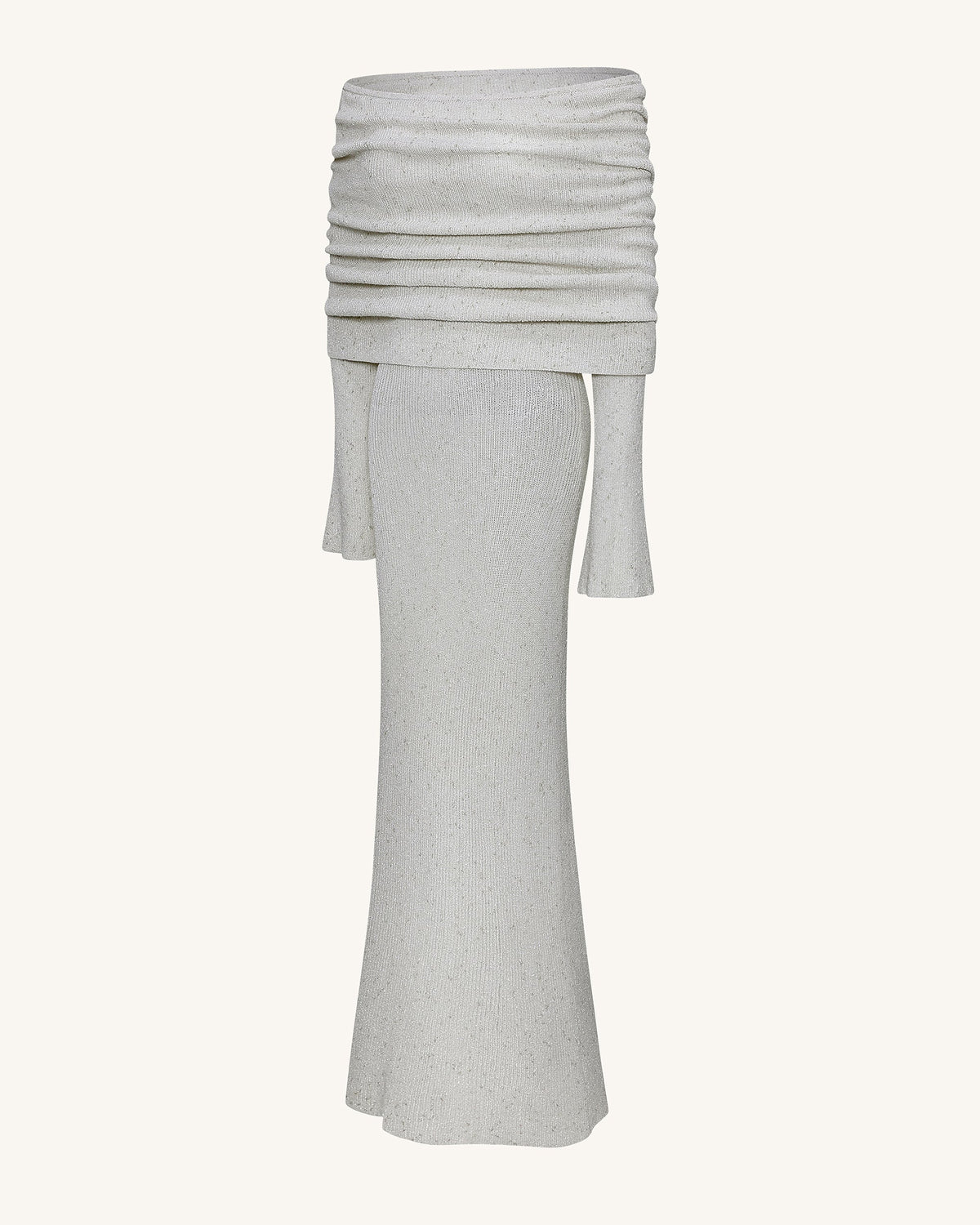 Knit Off-Shoulder Maxi Dress - Cream | JW PEI