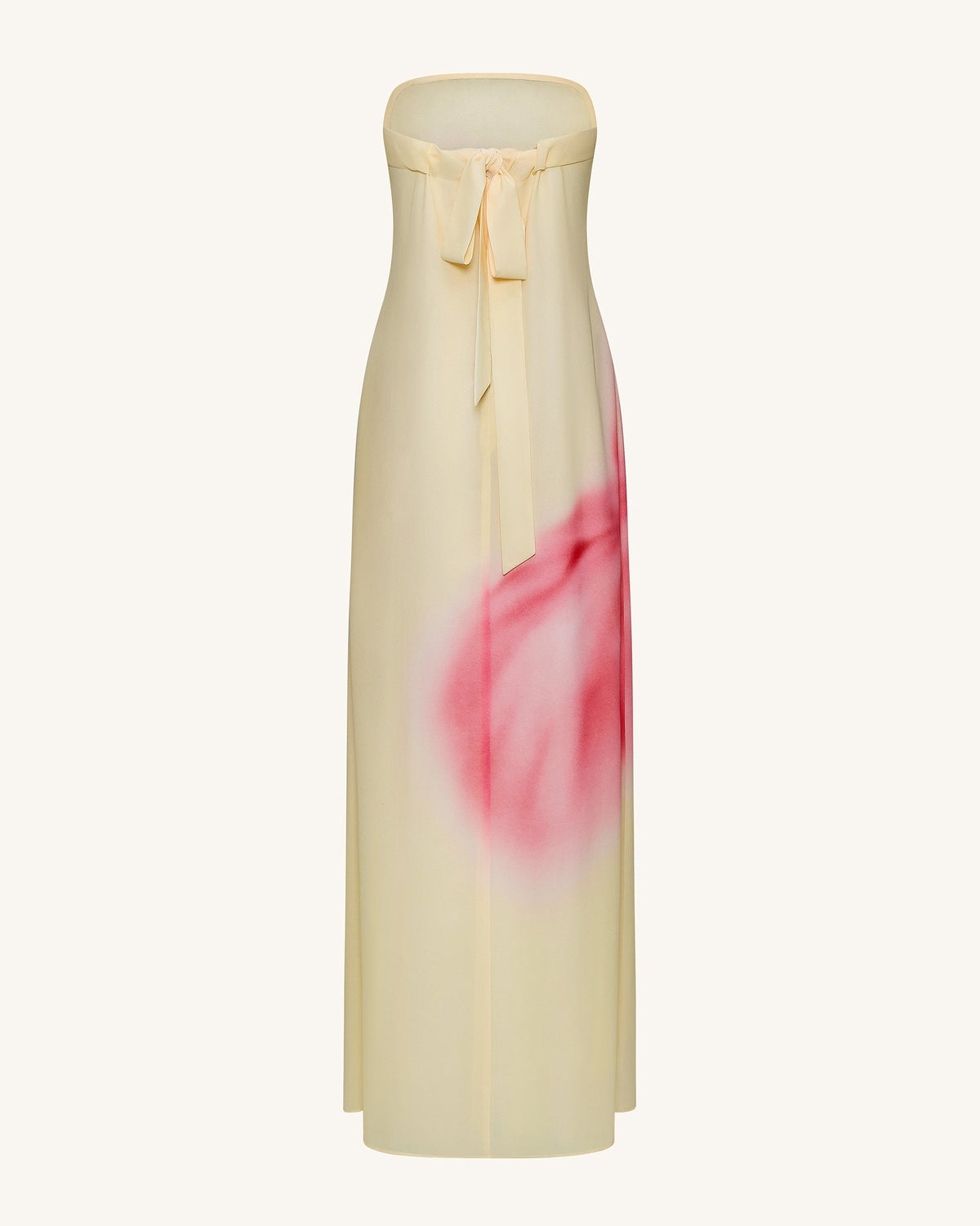 Watercolor Floral Print Strapless Maxi Dress - Yellow | JW PEI