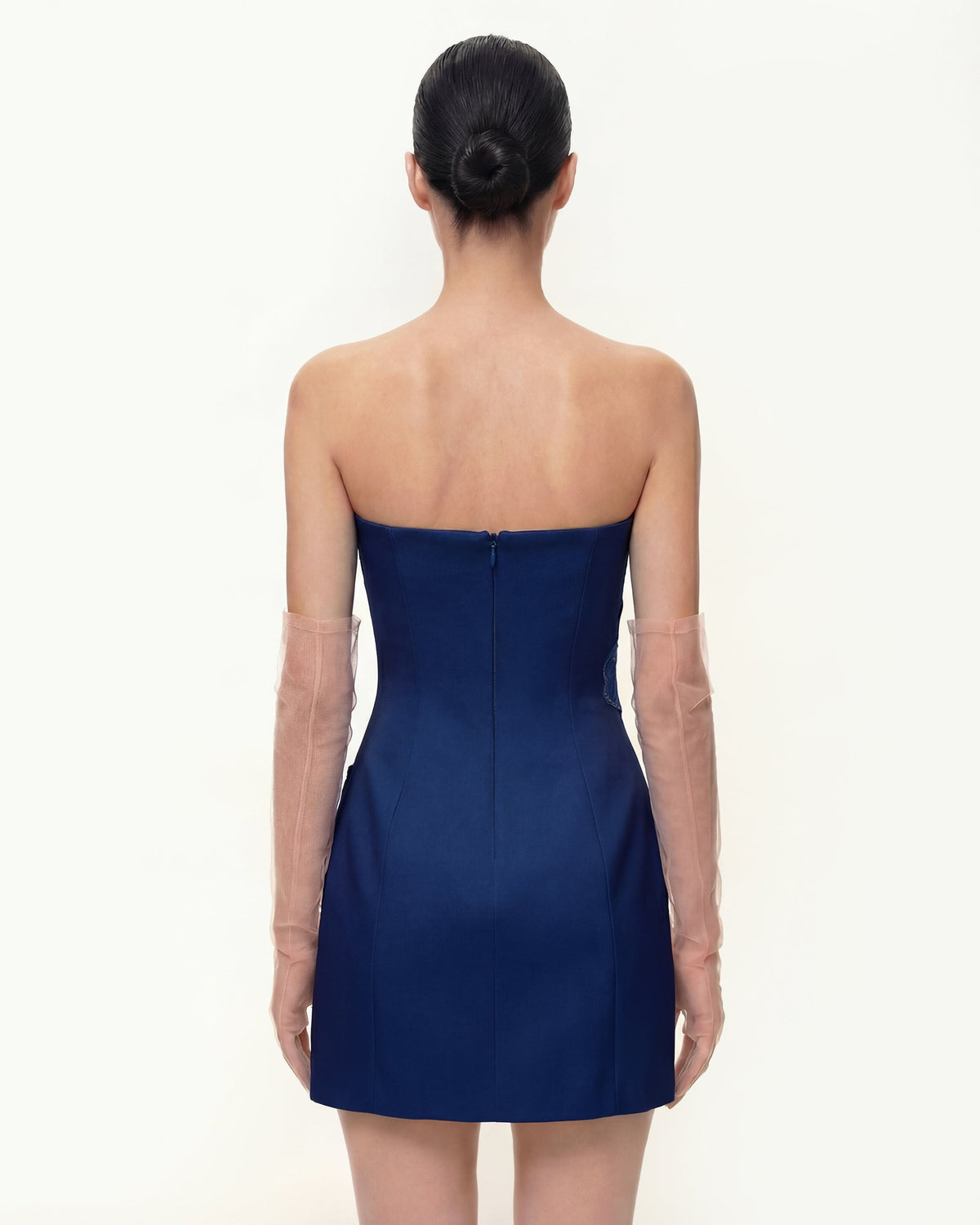 Iris Floral Print Strapless Dress – Navy blue | JW PEI