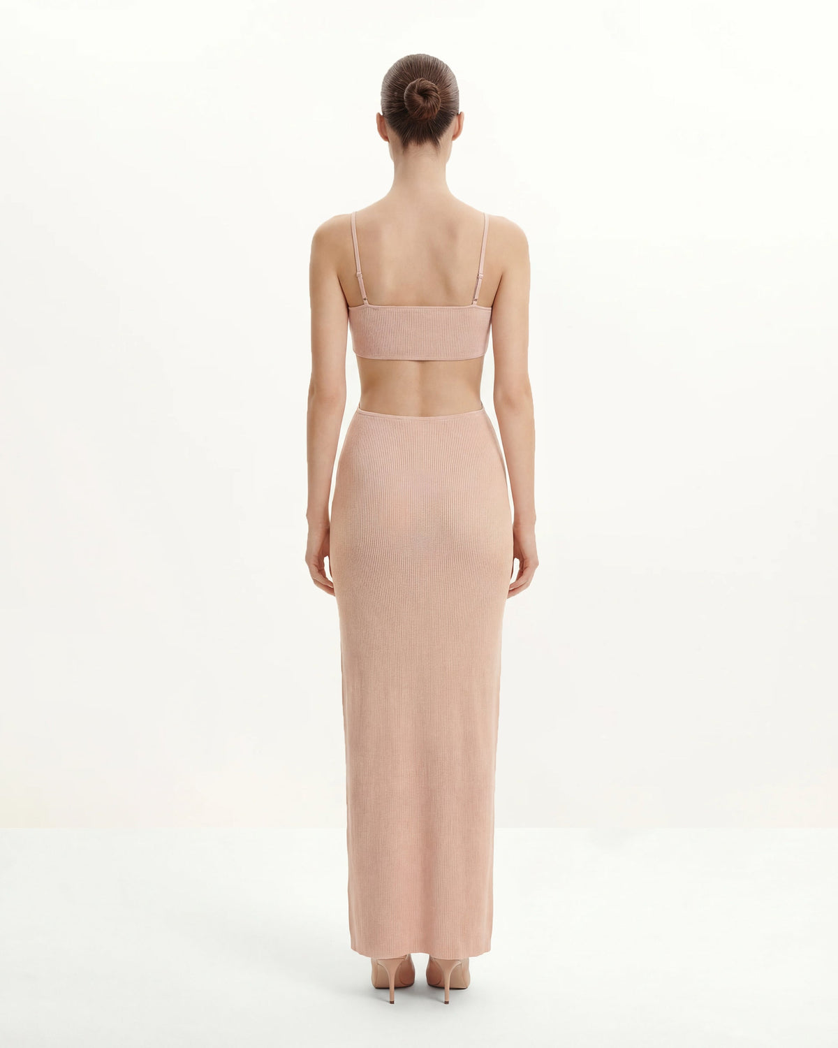 Ribbed Knit Cutout Maxi Dress - Pink | JW PEI