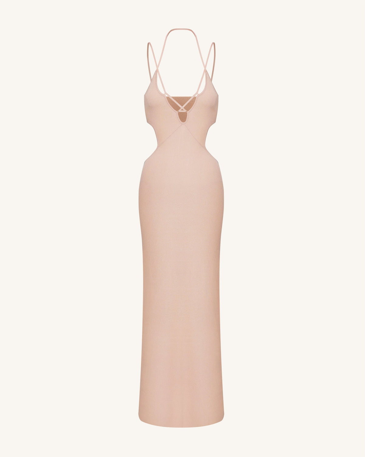 Ribbed Knit Cutout Maxi Dress - Pink | JW PEI