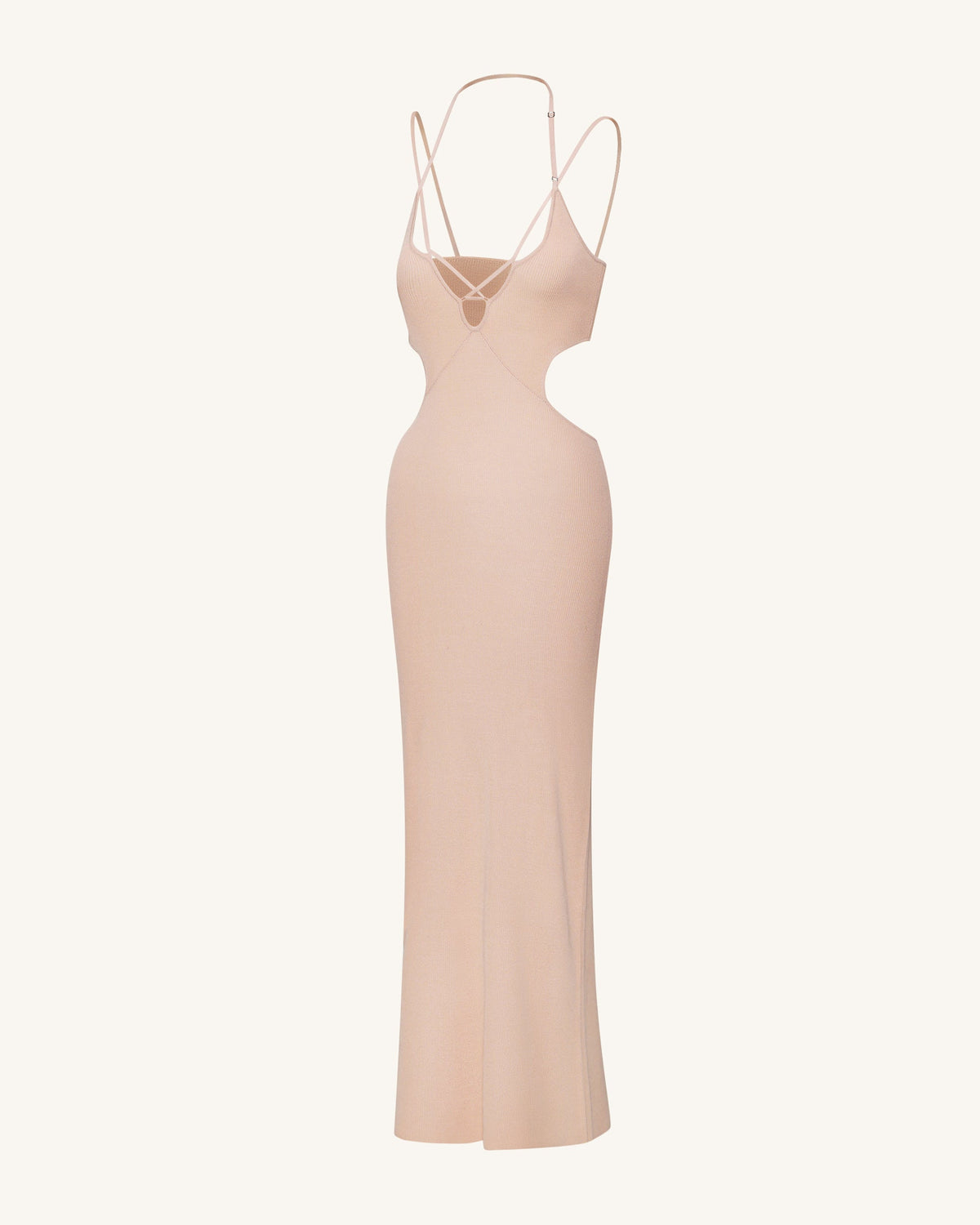 Ribbed Knit Cutout Maxi Dress - Pink | JW PEI
