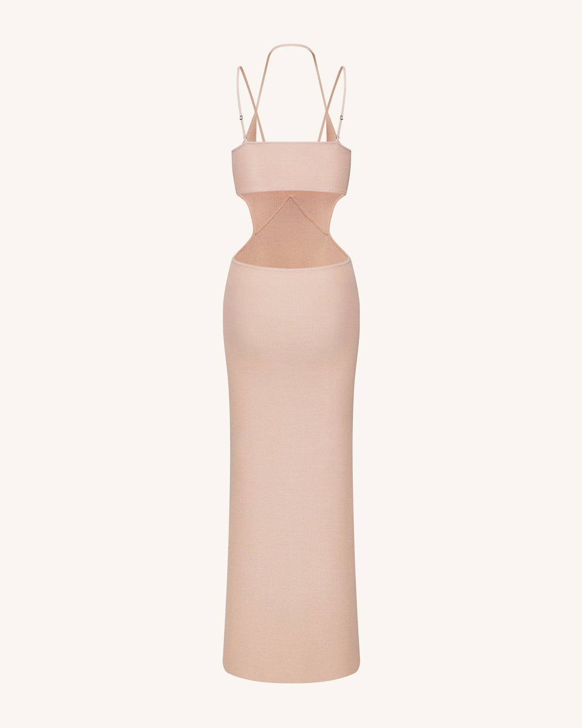 Ribbed Knit Cutout Maxi Dress - Pink | JW PEI