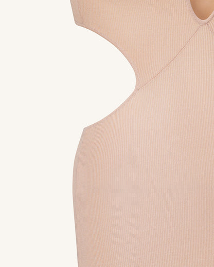 Ribbed Knit Cutout Maxi Dress - Pink | JW PEI