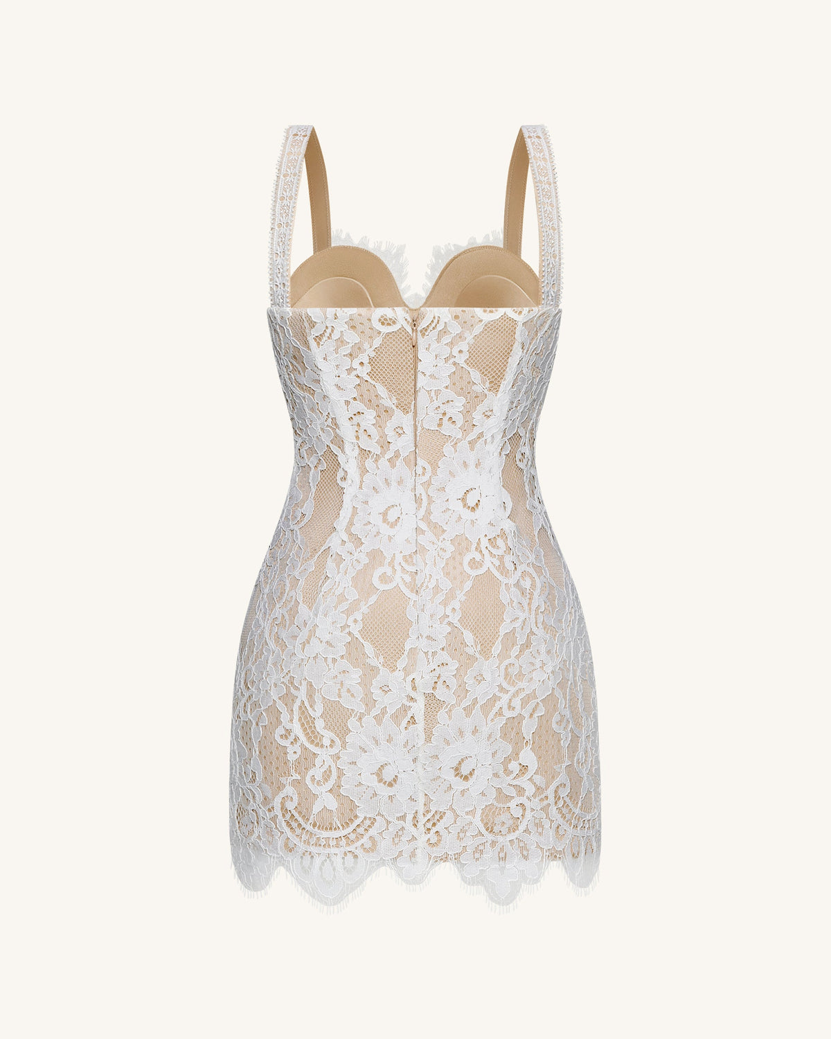 Eyelash Lace Bustier Bodycon Dress - White | JW PEI