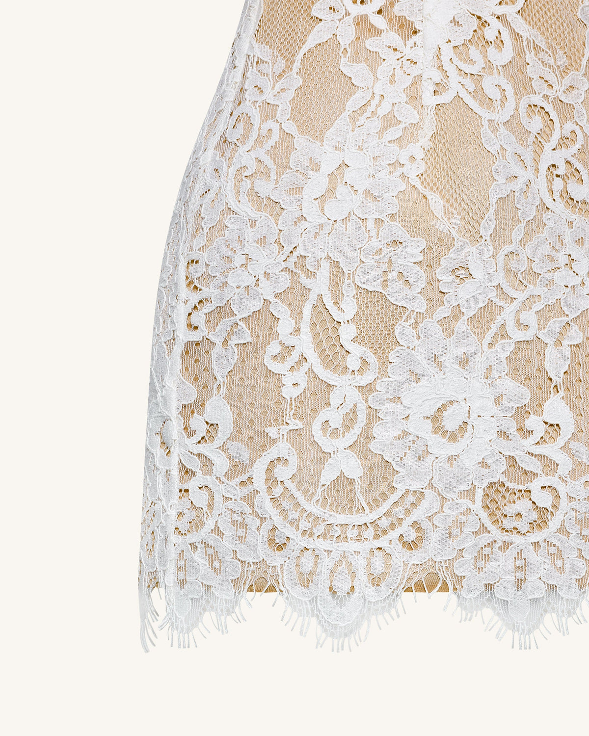 Eyelash Lace Bustier Bodycon Dress - White | JW PEI
