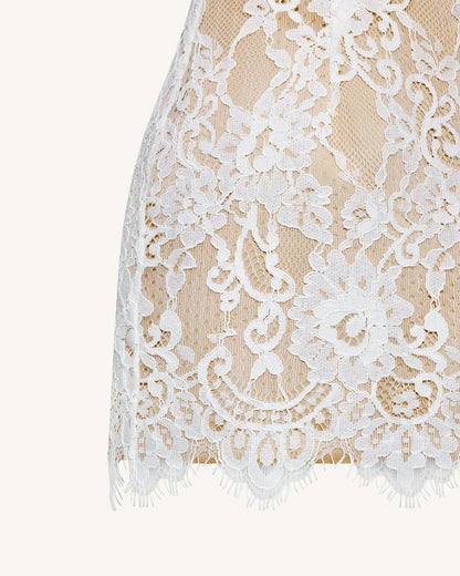Eyelash Lace Bustier Bodycon Dress - White | JW PEI