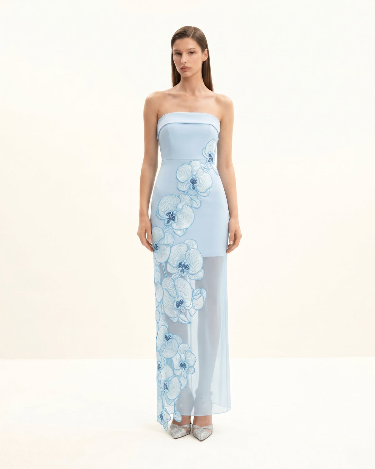 Orchid Embroidered Dress - Light Blue | JW PEI