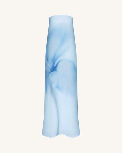 Watercolor Floral Print Strapless Maxi Dress - Blue | JW PEI