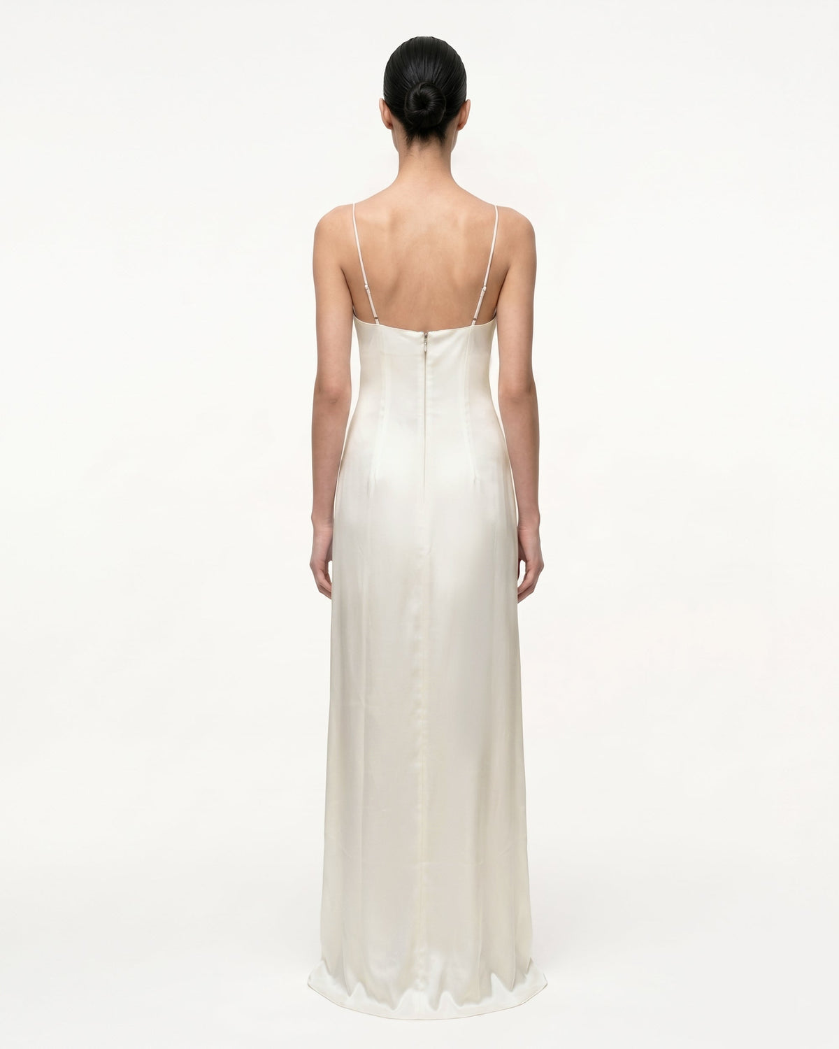 Iris Motif Satin Slip Gown - White | JW PEI