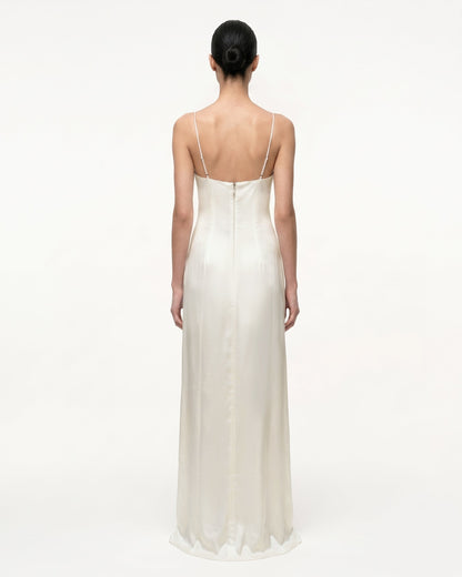 Iris Motif Satin Slip Gown - White | JW PEI