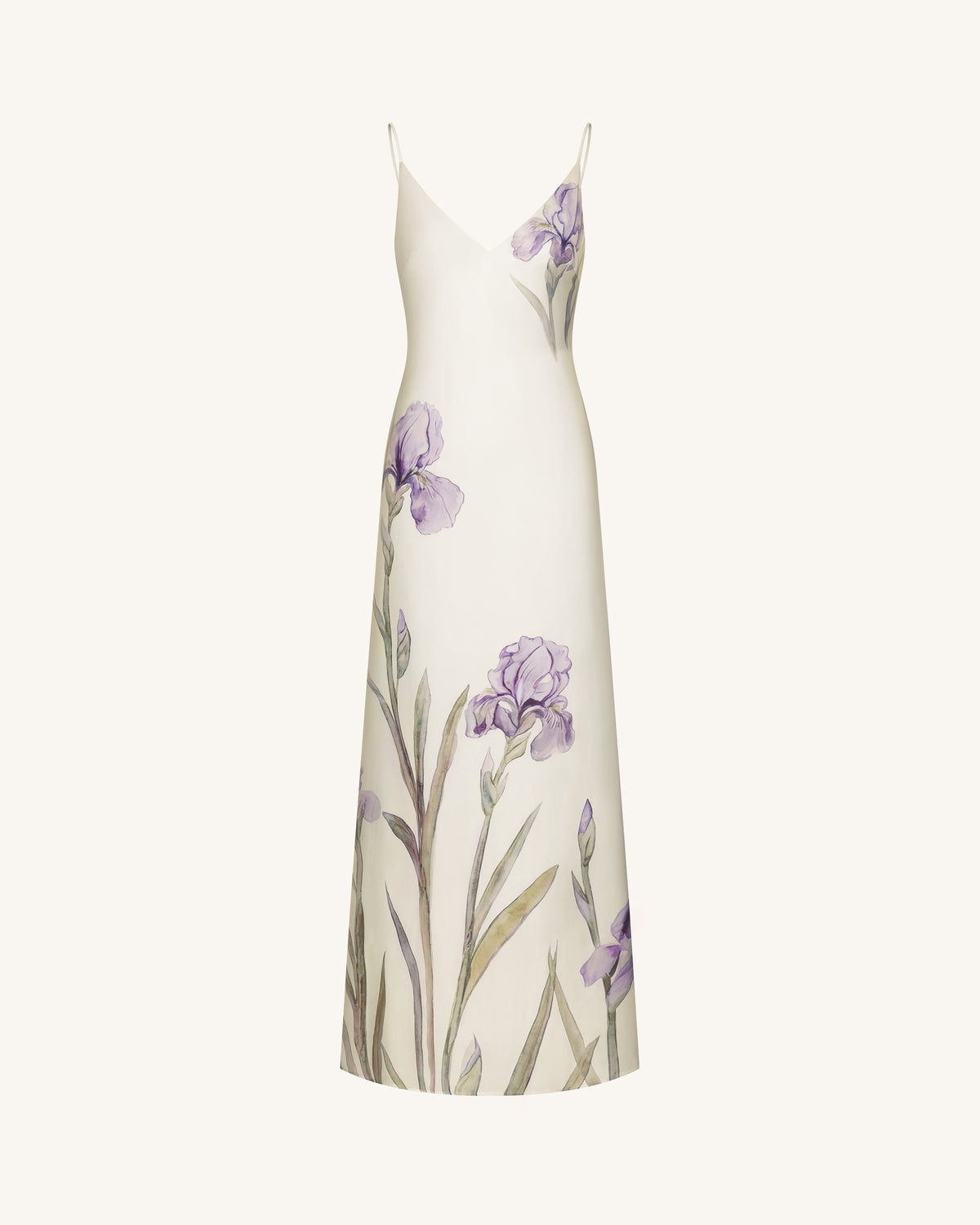 Iris Motif Satin Slip Gown - White | JW PEI