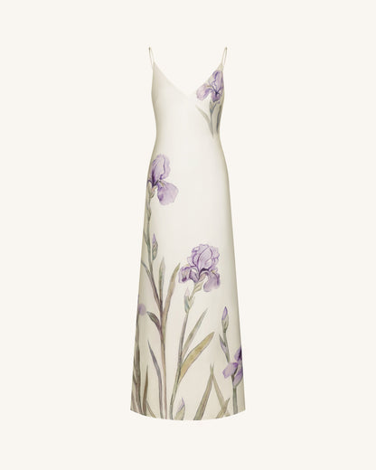 Iris Motif Satin Slip Gown - White | JW PEI