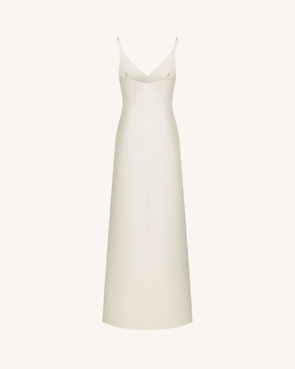 Iris Motif Satin Slip Gown - White | JW PEI