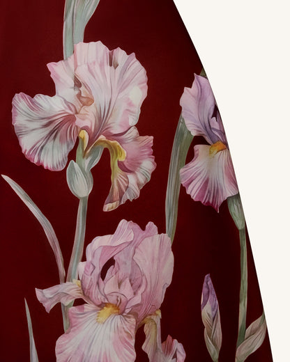 Iris Floral Print Strapless A-Line Dress - Burgundy | JW PEI