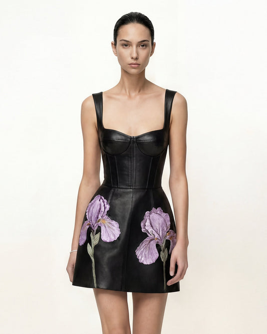 Iris Floral Print Corset Dress - Black | JW PEI
