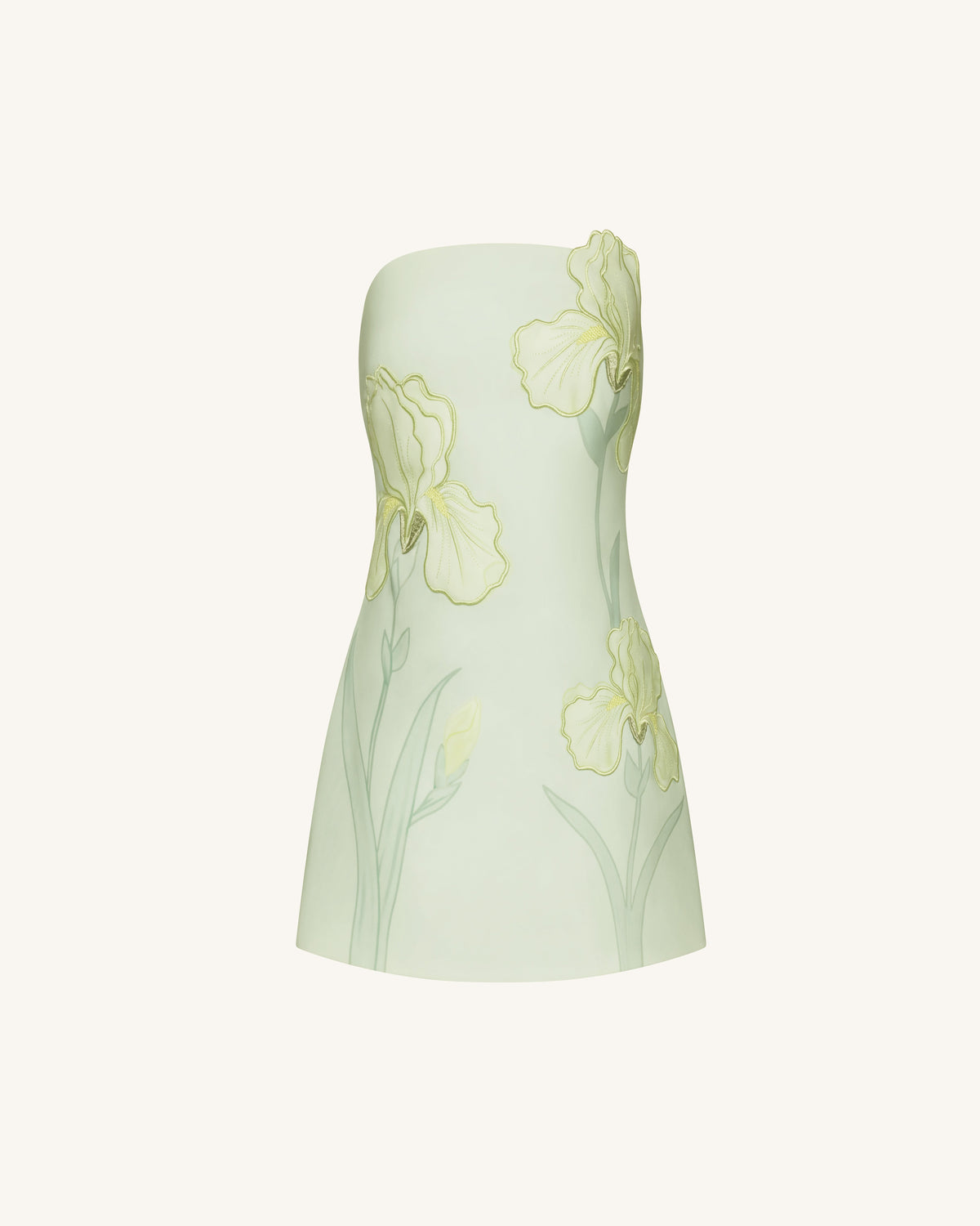 Iris Floral Print Strapless Dress - Green | JW PEI