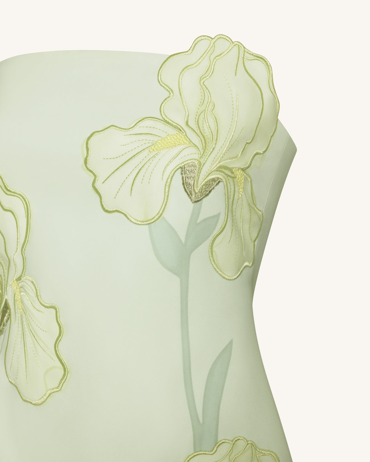 Iris Floral Print Strapless Dress - Green | JW PEI