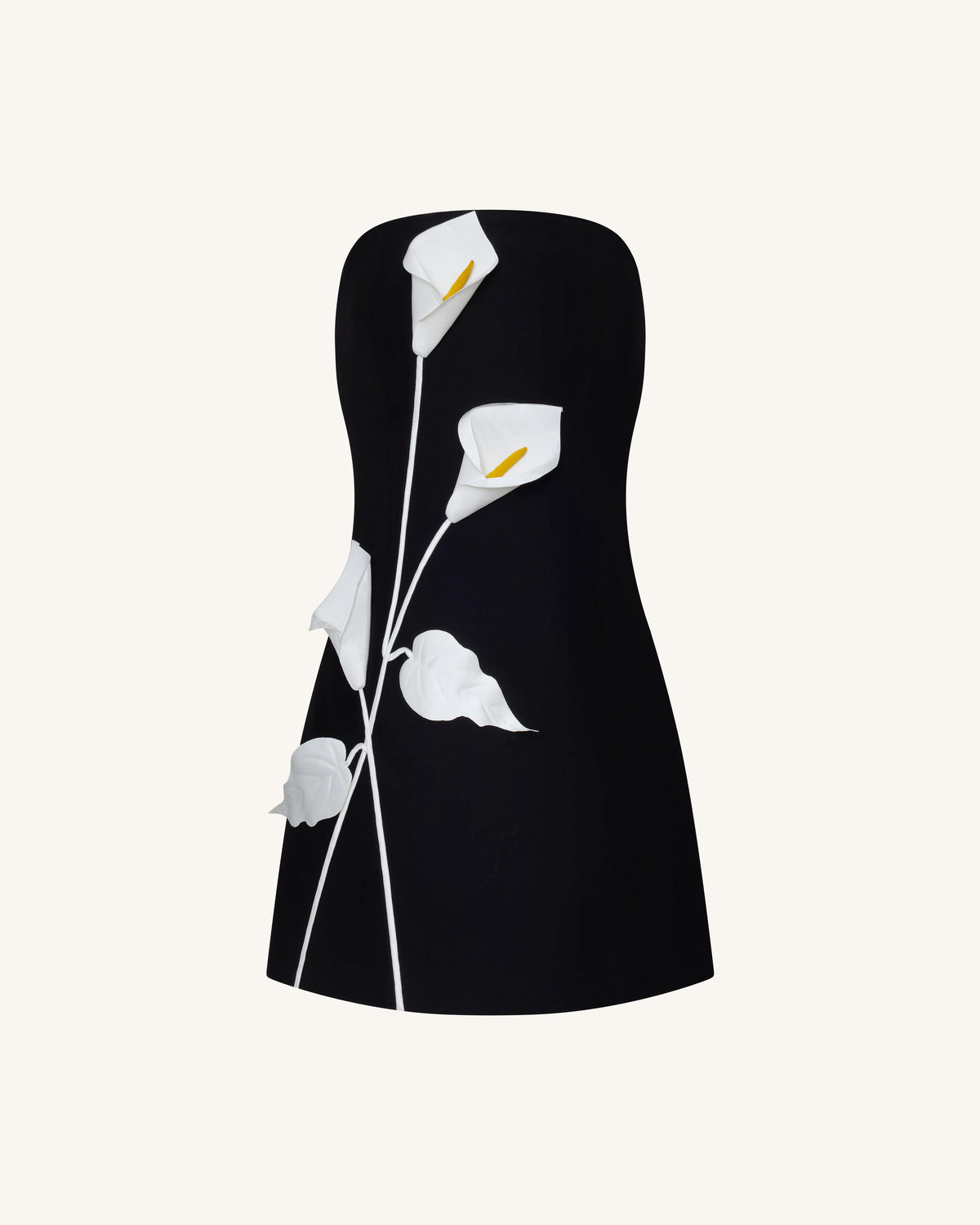 Strapless Floral Appliqué Dress - Black | JW PEI