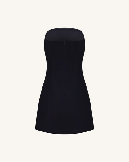 Strapless Floral Appliqué Dress - Black | JW PEI