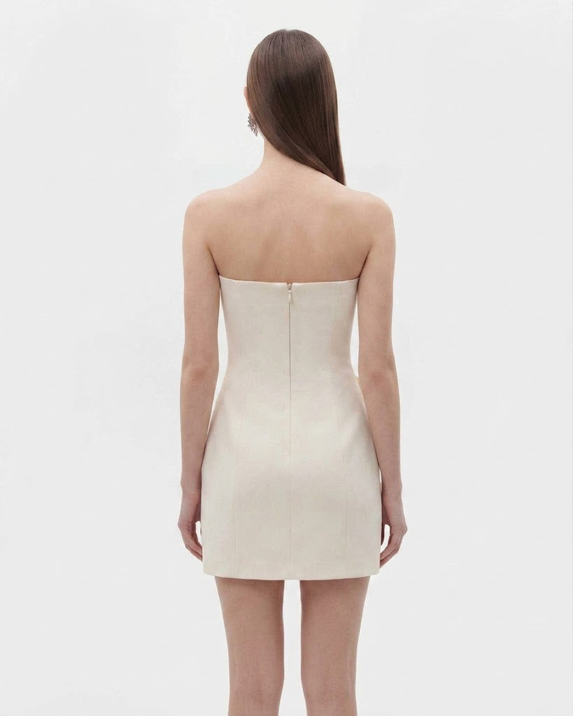 Strapless Floral Appliqué Dress - White | JW PEI