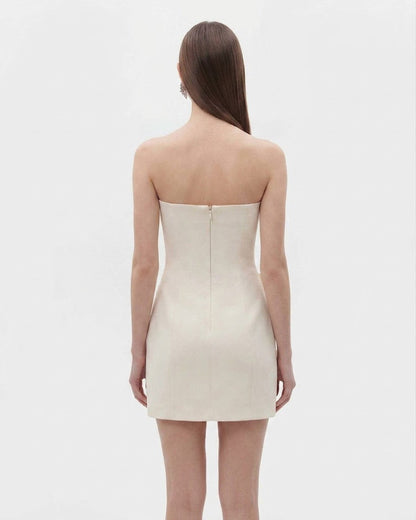 Strapless Floral Appliqué Dress - White | JW PEI