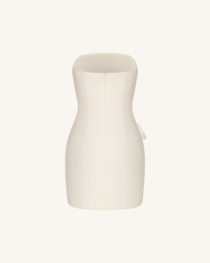 Strapless Floral Appliqué Dress - White | JW PEI