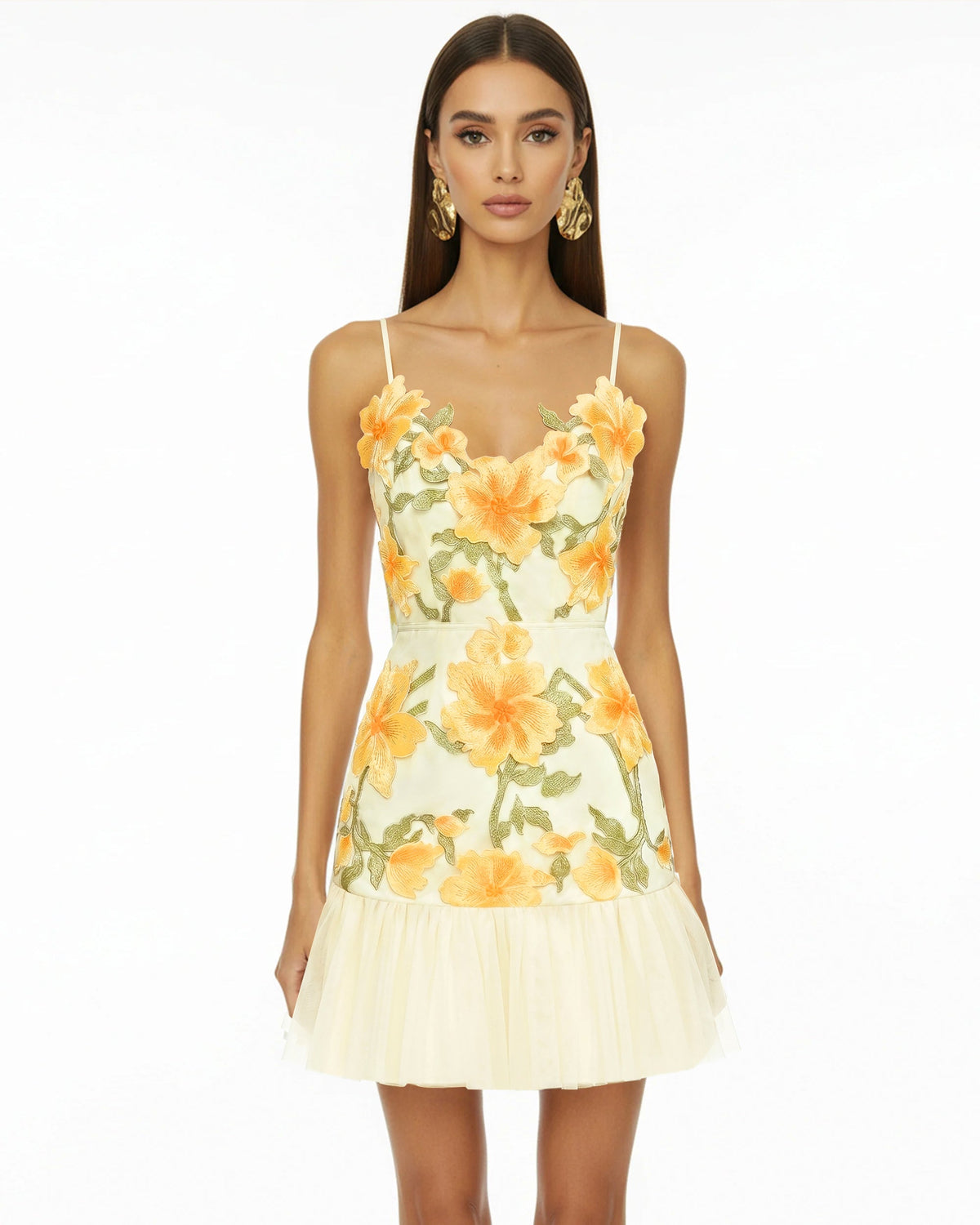 Floral Sling Mini Dress - Marigold | JW PEI