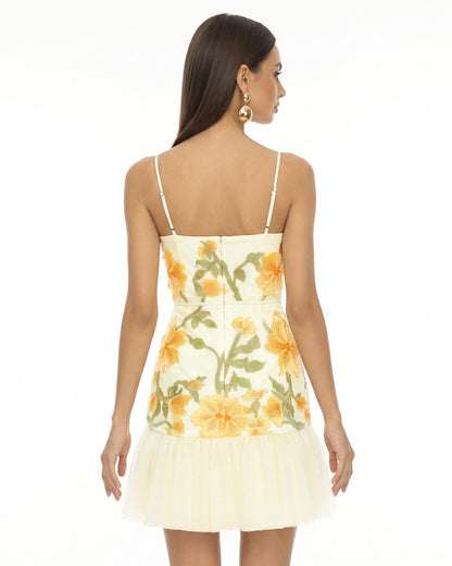 Floral Sling Mini Dress - Marigold | JW PEI