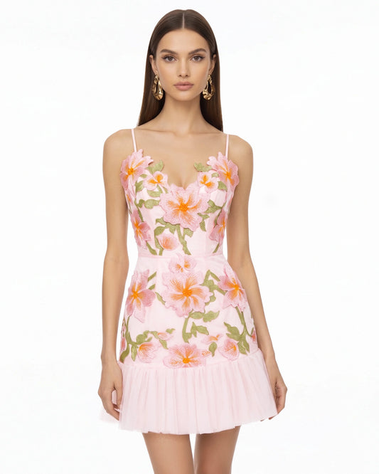 Floral Sling Mini Dress - Rose Pink | JW PEI