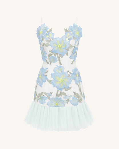 Floral Sling Mini Dress - Baby Blue | JW PEI