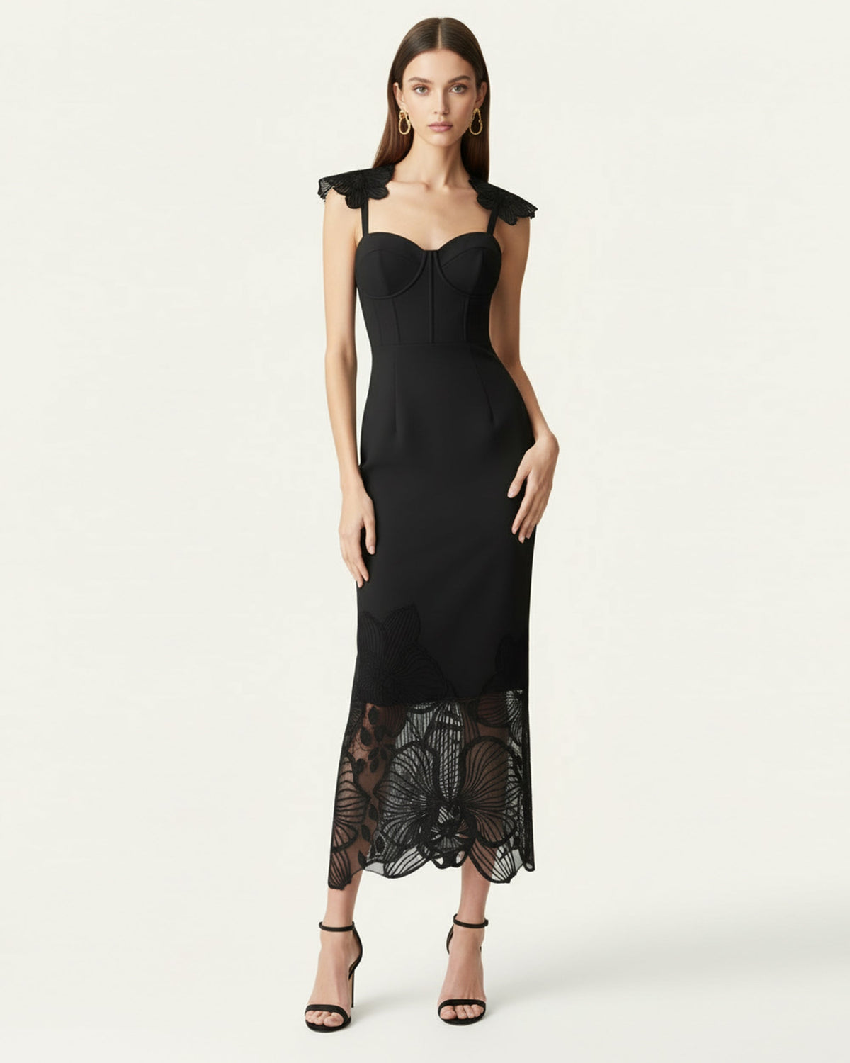 Orchid Embroidered Corset Dress - Black | JW PEI