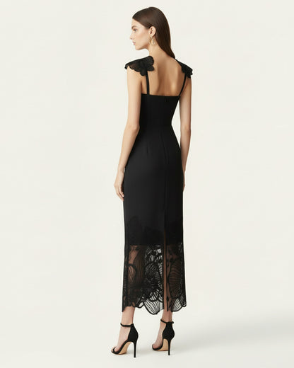 Orchid Embroidered Corset Dress - Black | JW PEI