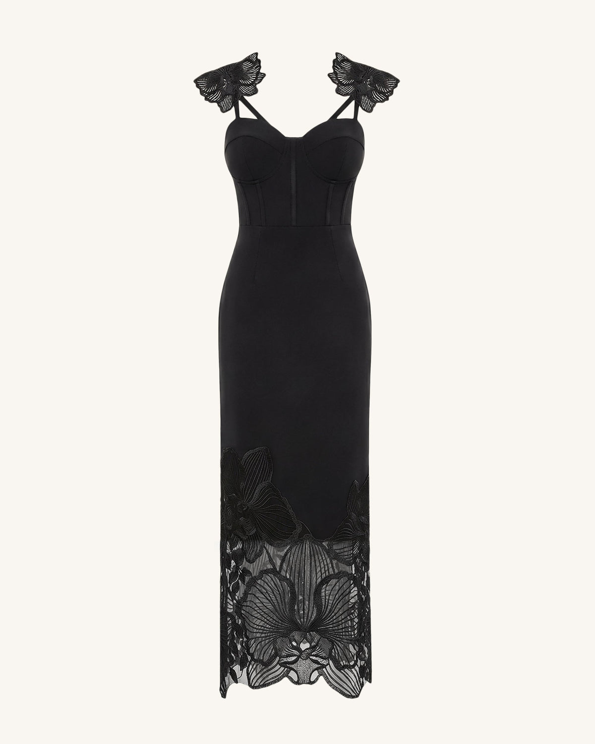 Orchid Embroidered Corset Dress - Black | JW PEI