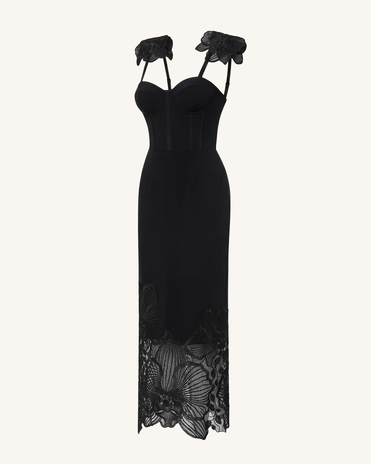 Orchid Embroidered Corset Dress - Black | JW PEI