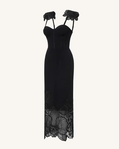 Orchid Embroidered Corset Dress - Black | JW PEI