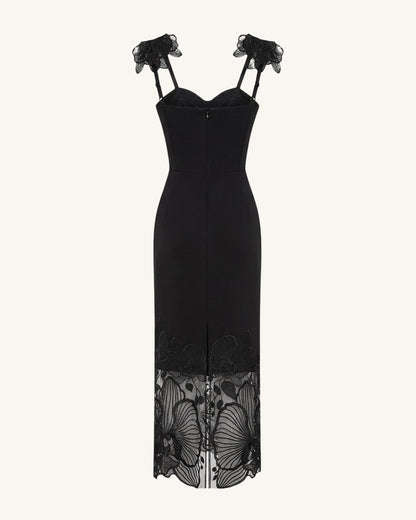Orchid Embroidered Corset Dress - Black | JW PEI