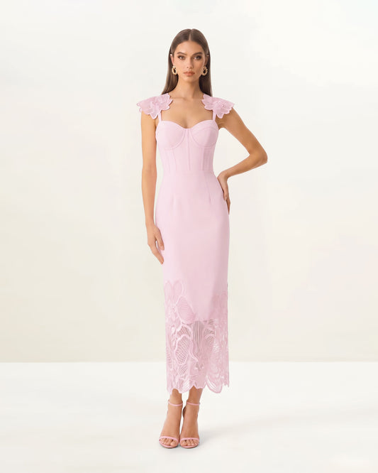 Orchid Embroidered Corset Dress - Dusty Rose | JW PEI