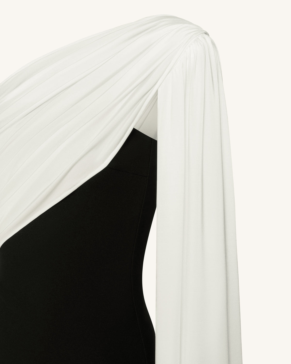 One Shoulder Draped Maxi Dress - Black White | JW PEI