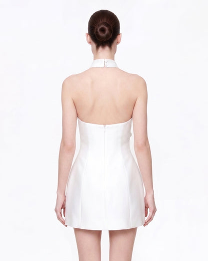 3D Floral Halter Mini Dress - White | JW PEI
