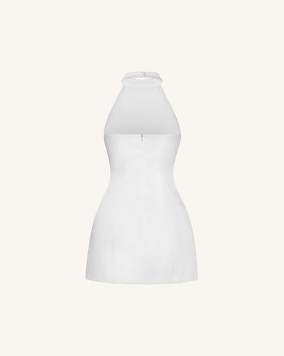 3D Floral Halter Mini Dress - White | JW PEI