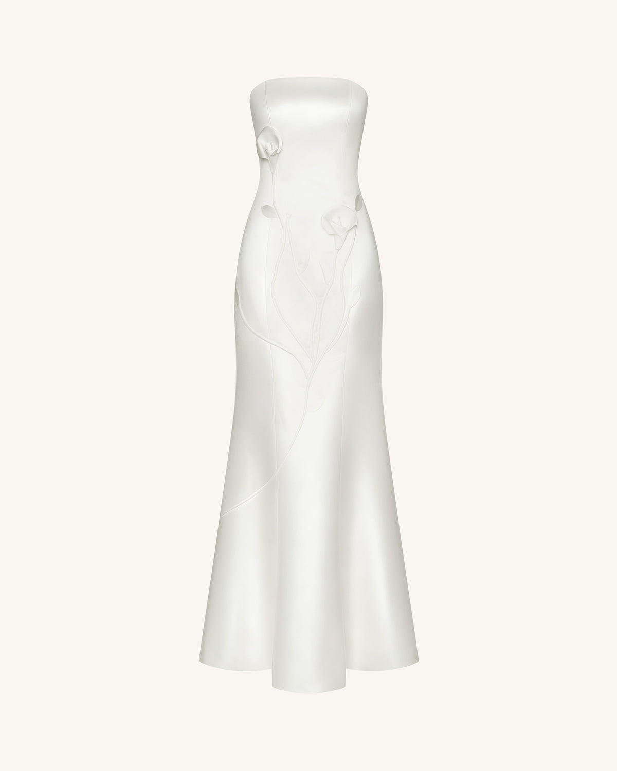 Strapless Floral Polyester Dress - White | JW PEI