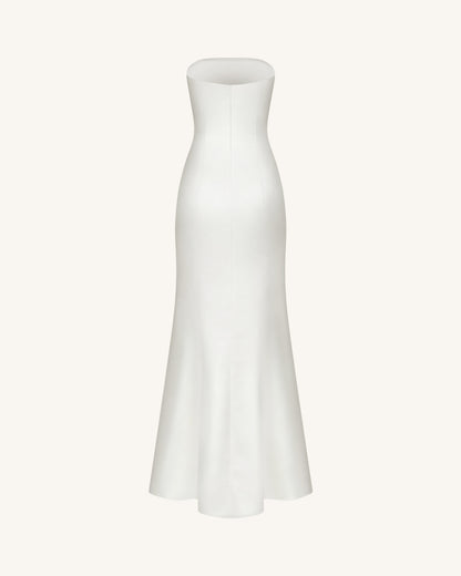 Strapless Floral Polyester Dress - White | JW PEI