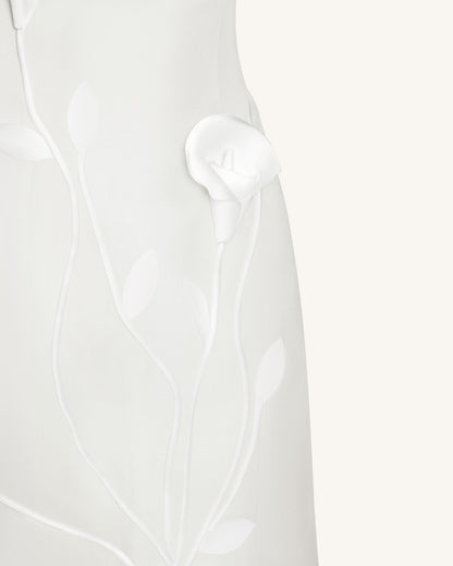 Strapless Floral Polyester Dress - White | JW PEI