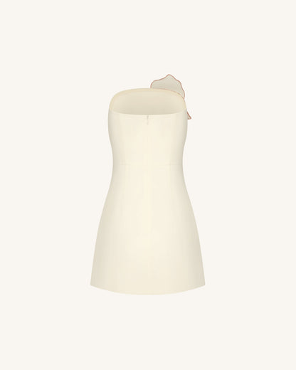 Slipper Orchid Appliqué Mini Dress - Ivory/Peach Pink | JW PEI