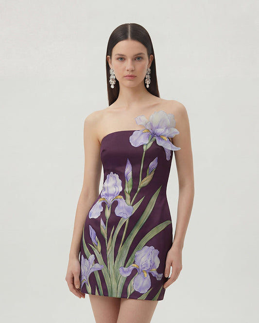 Floral Printed Mini Dress - Purple | JW PEI