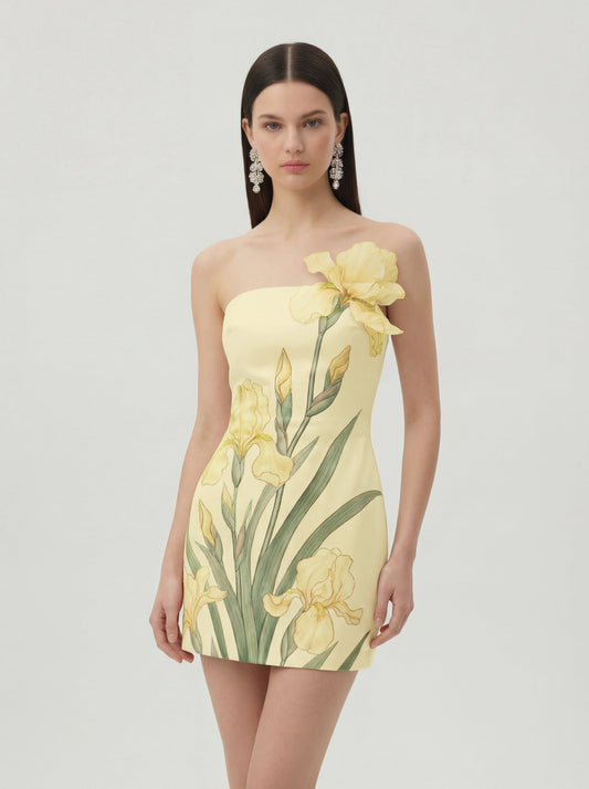 Floral Printed Mini Dress - Yellow | JW PEI